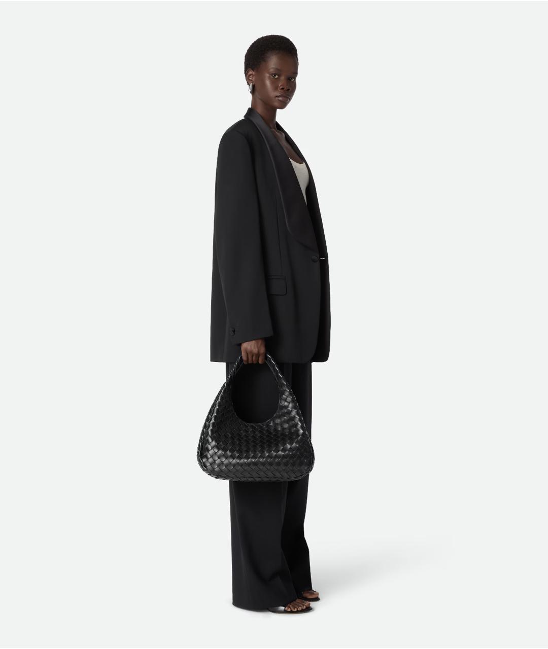 BOTTEGA VENETA Черная кожаная сумка через плечо, фото 5