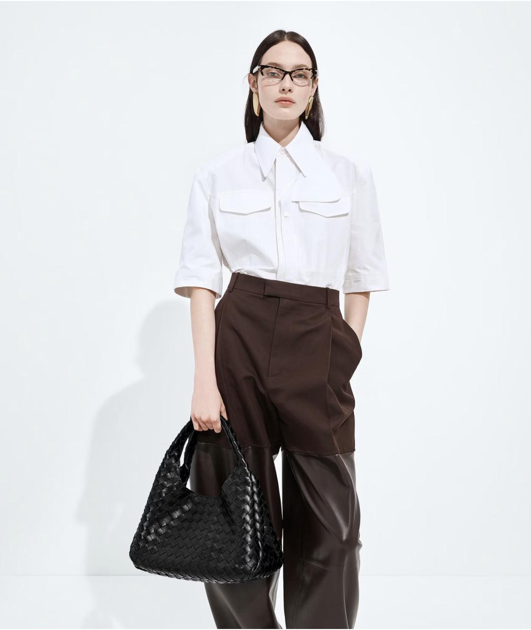 BOTTEGA VENETA Черная кожаная сумка через плечо, фото 2