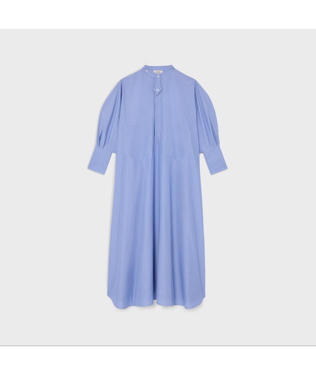 CELINE Голубое хлопковое повседневное платье, фото 2