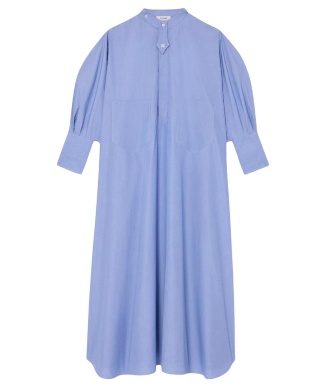 CELINE Голубое хлопковое повседневное платье, фото 1