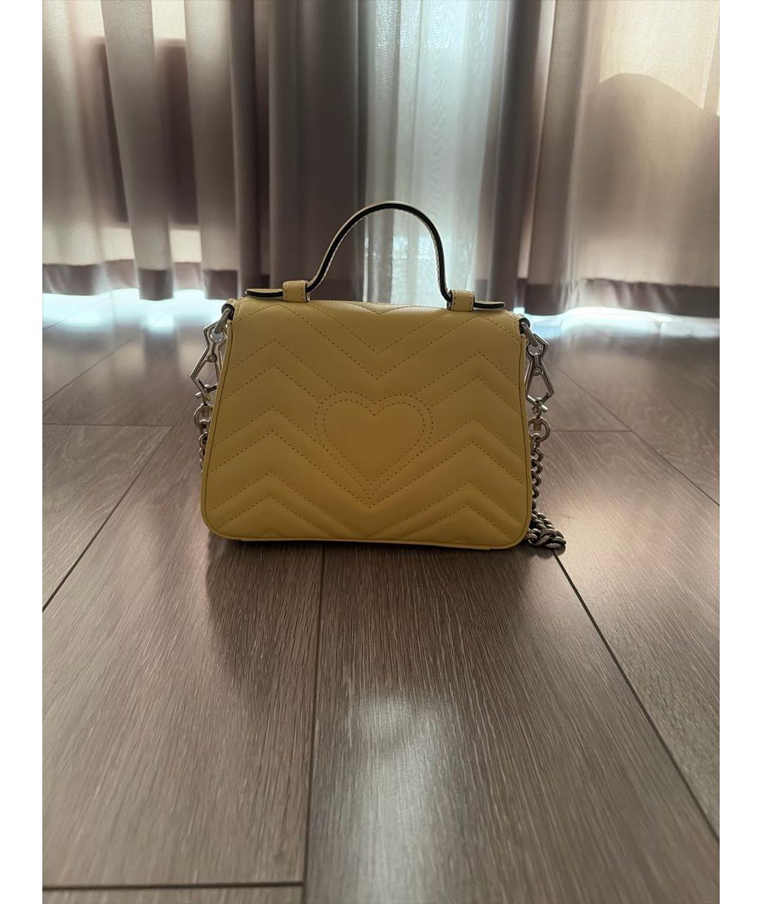 GUCCI Желтая кожаная сумка с короткими ручками, фото 3