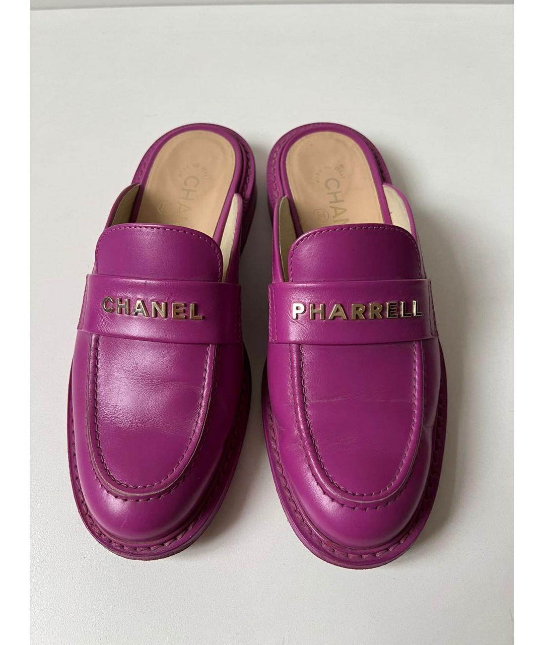 CHANEL Фиолетовые кожаные мюли, фото 3
