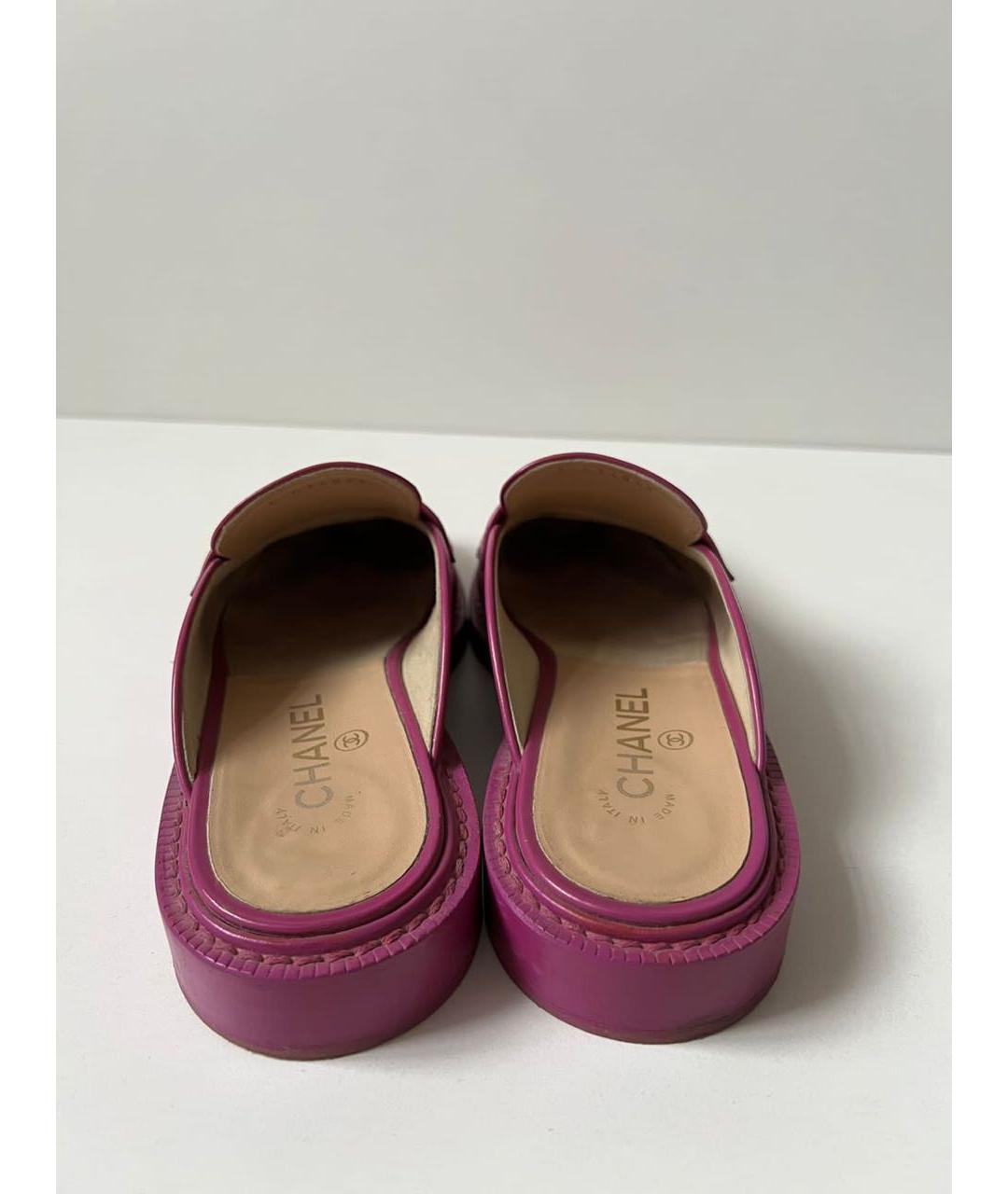 CHANEL Фиолетовые кожаные мюли, фото 4