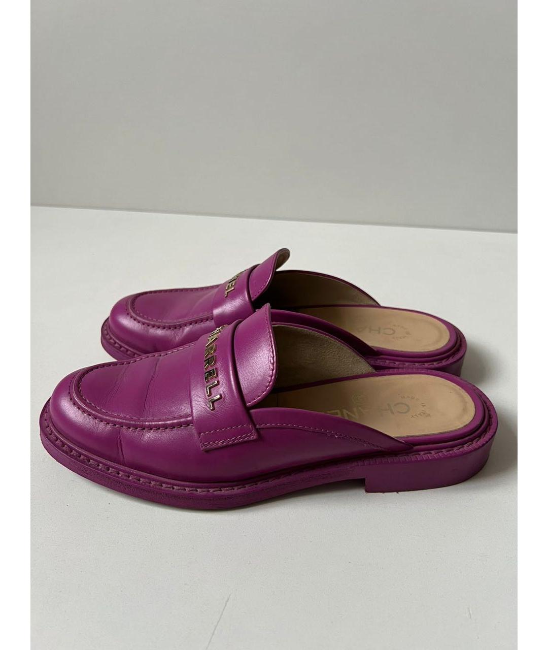CHANEL Фиолетовые кожаные мюли, фото 5