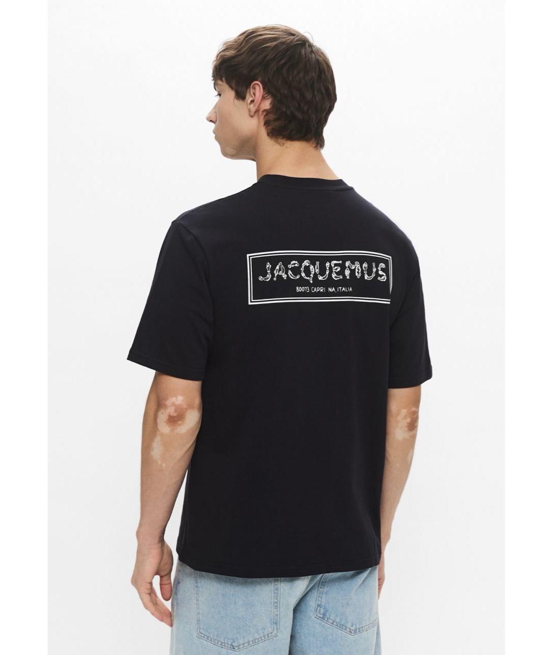 JACQUEMUS Темно-синяя хлопковая футболка, фото 3