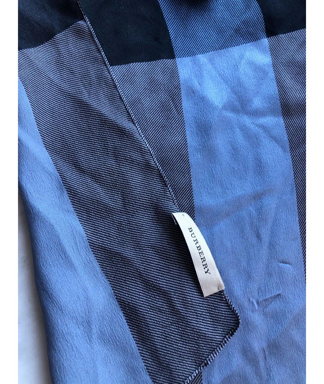 BURBERRY Синий шелковый платок, фото 3