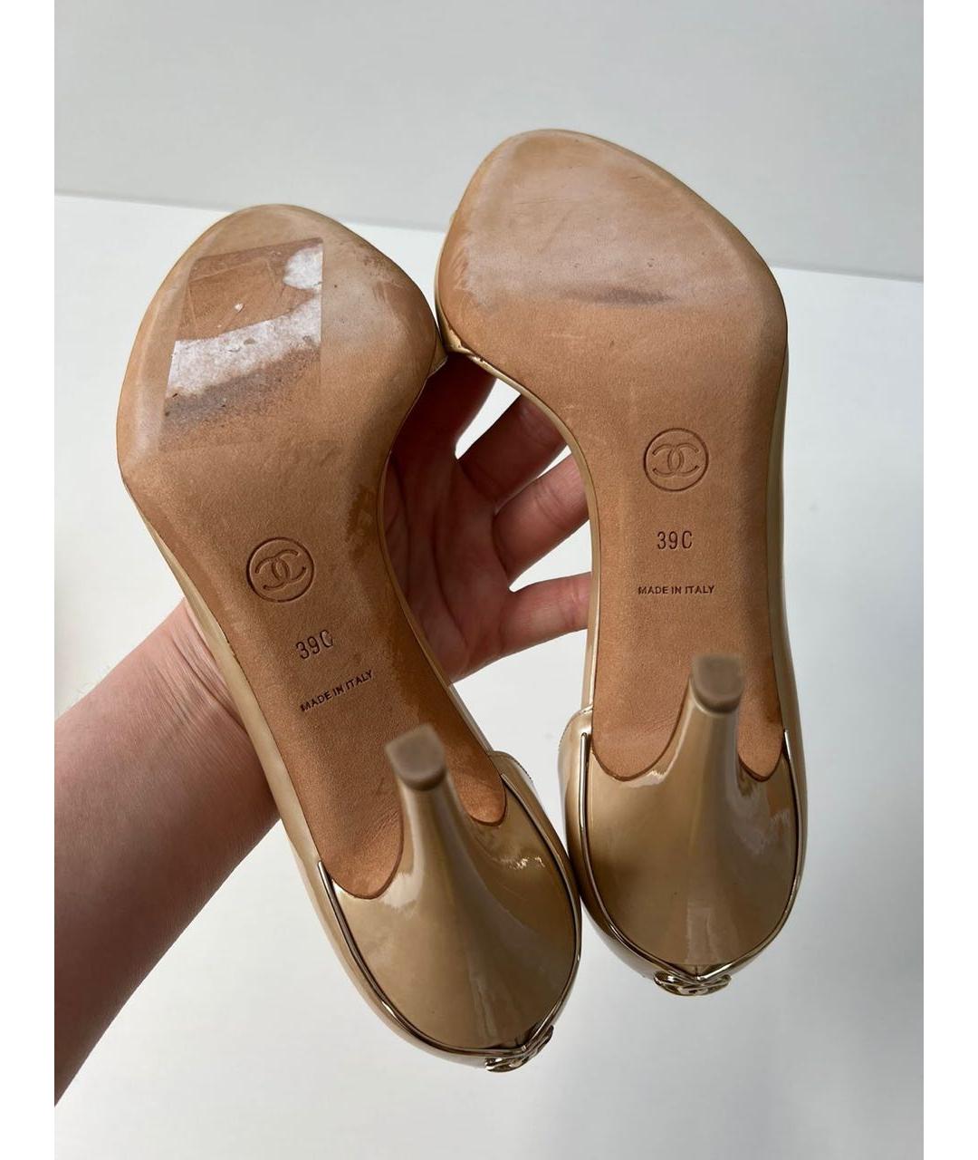 CHANEL Бежевые кожаные туфли, фото 8