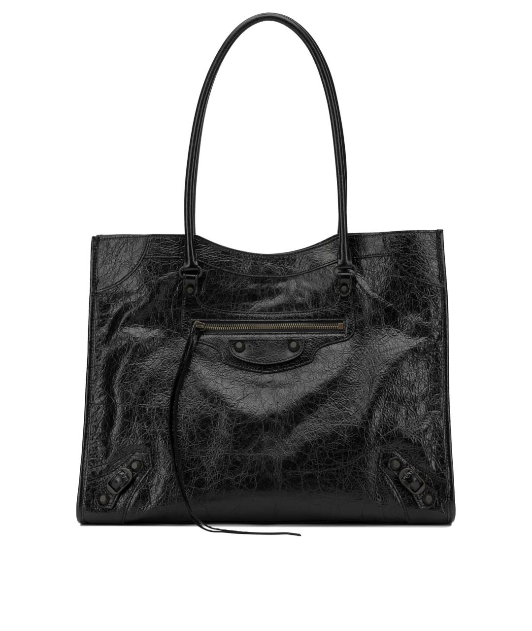 BALENCIAGA Черная кожаная сумка тоут, фото 1
