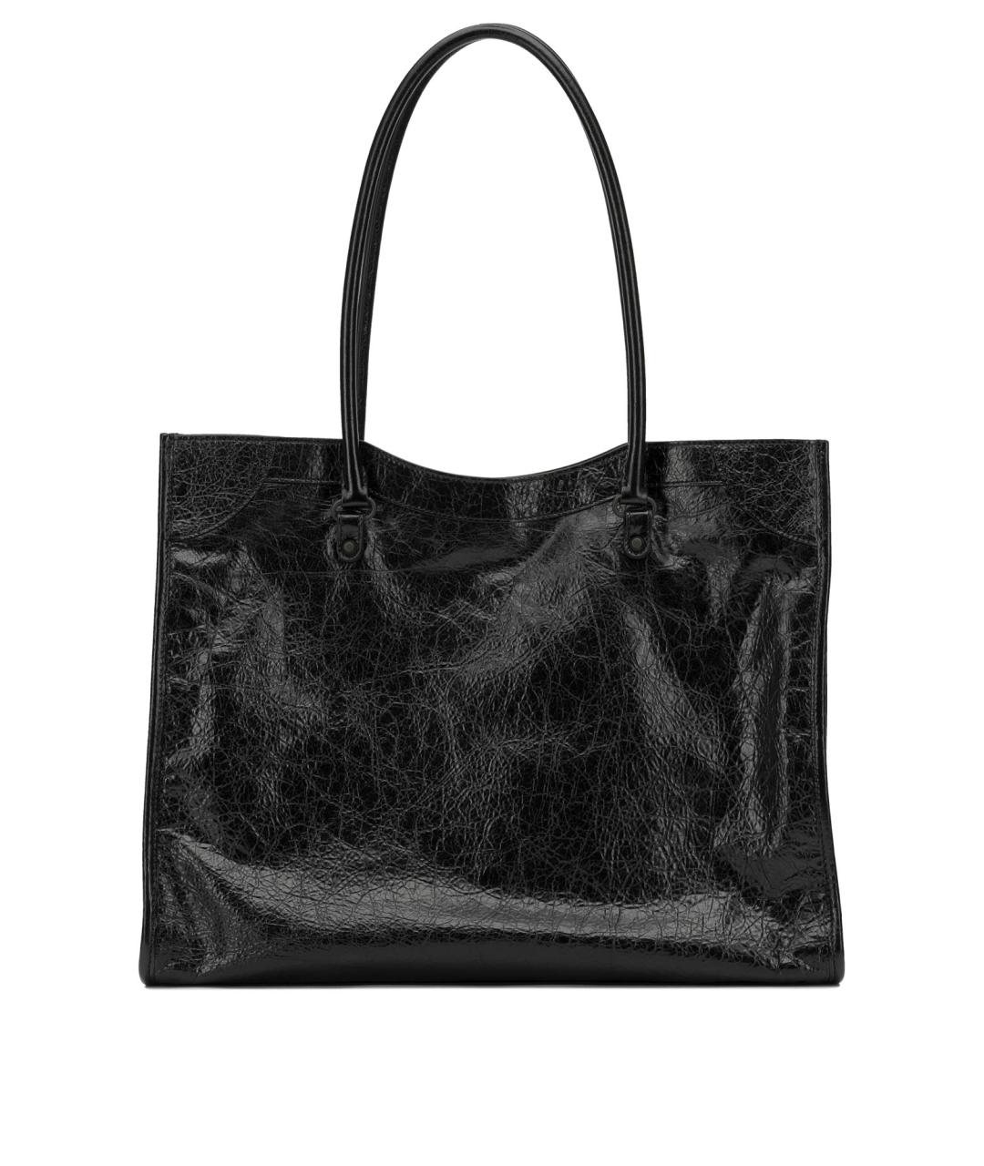 BALENCIAGA Черная кожаная сумка тоут, фото 3