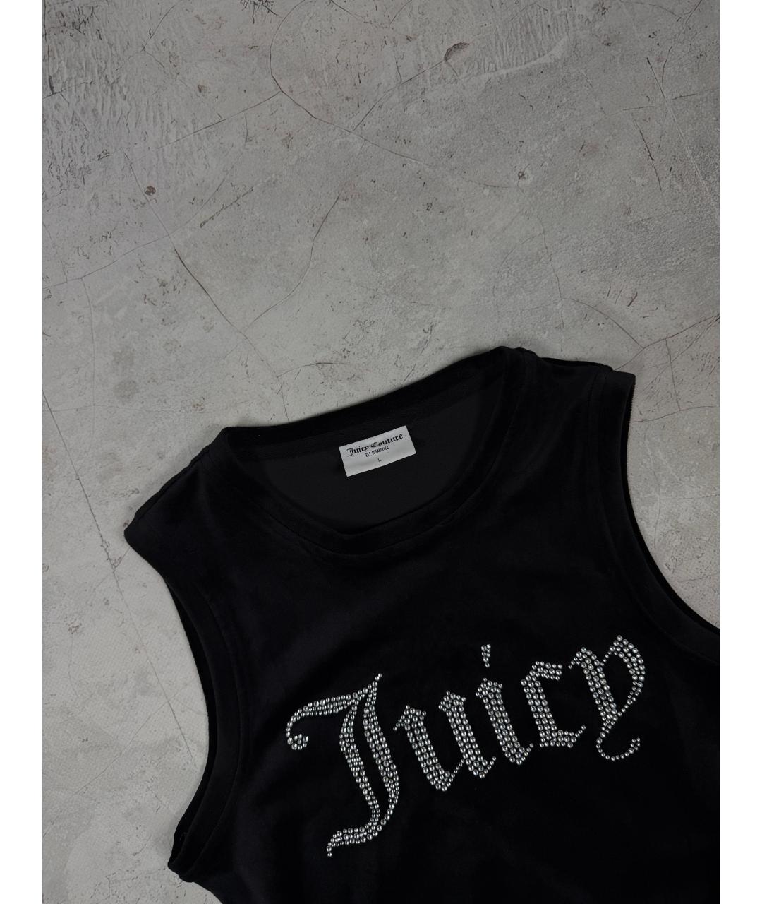 JUICY COUTURE Черное велюровое повседневное платье, фото 4