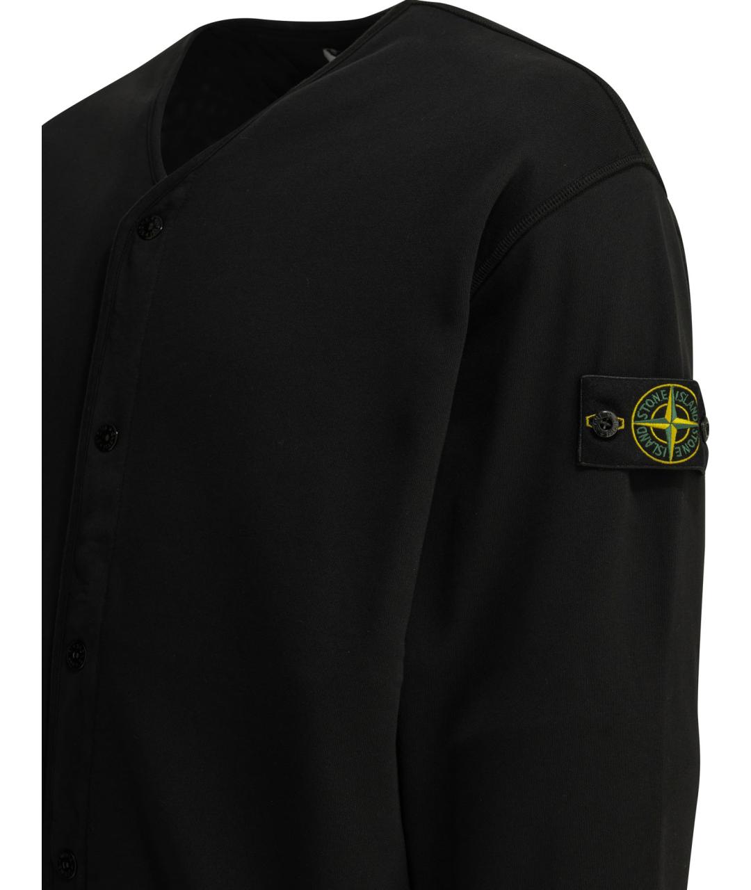 STONE ISLAND Черный хлопковый кардиган, фото 4