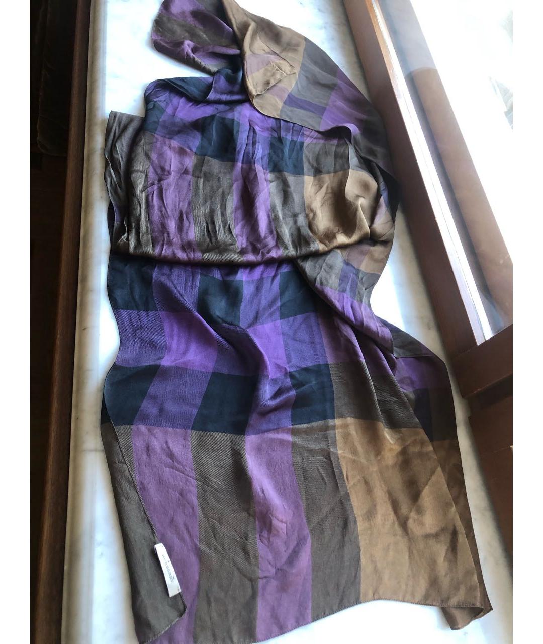 BURBERRY Фиолетовый шелковый платок, фото 4