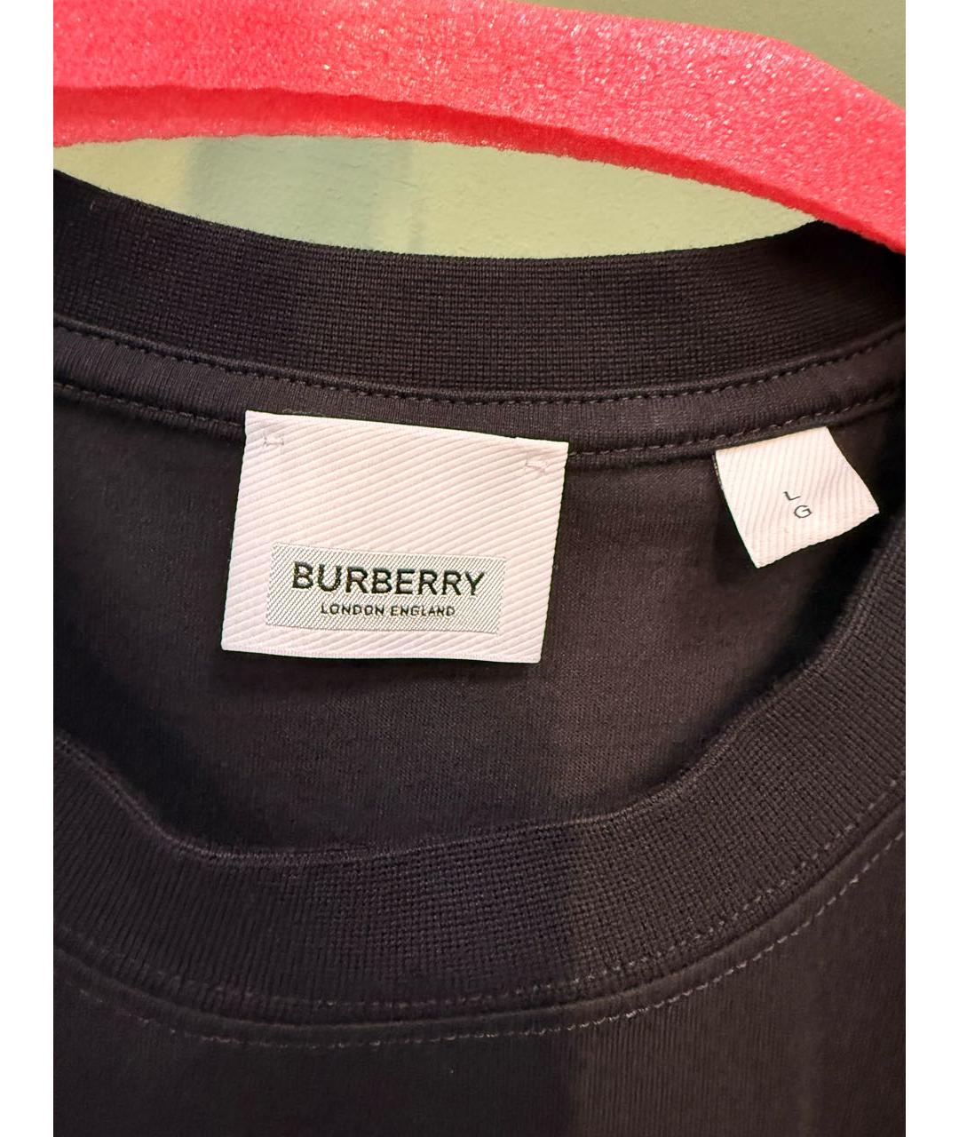 BURBERRY Черная хлопковая футболка, фото 2