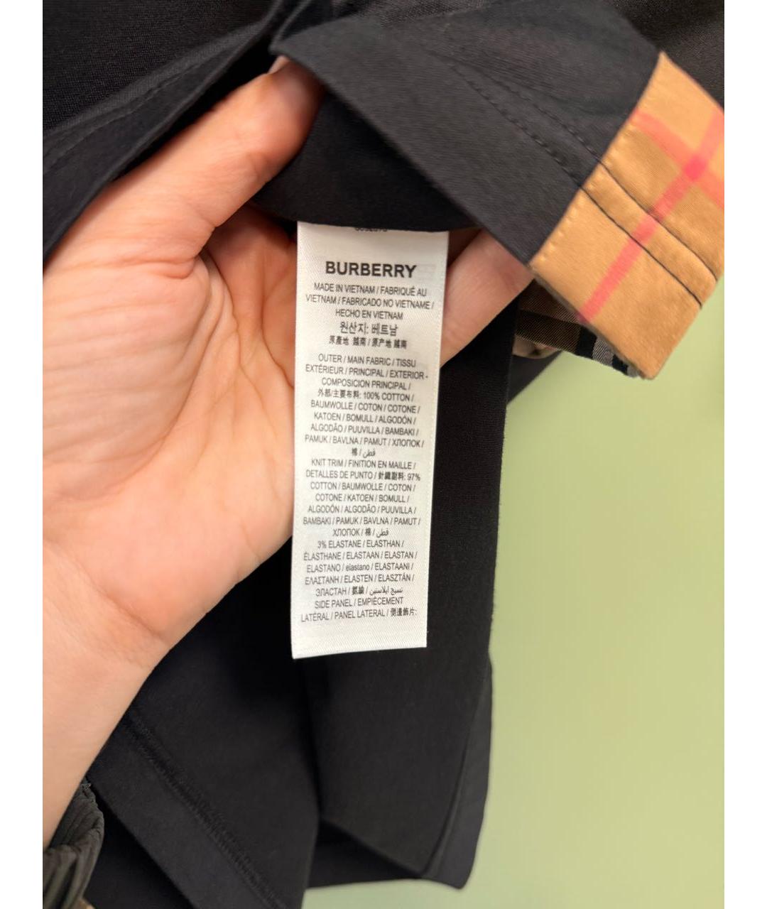 BURBERRY Черная хлопковая футболка, фото 4