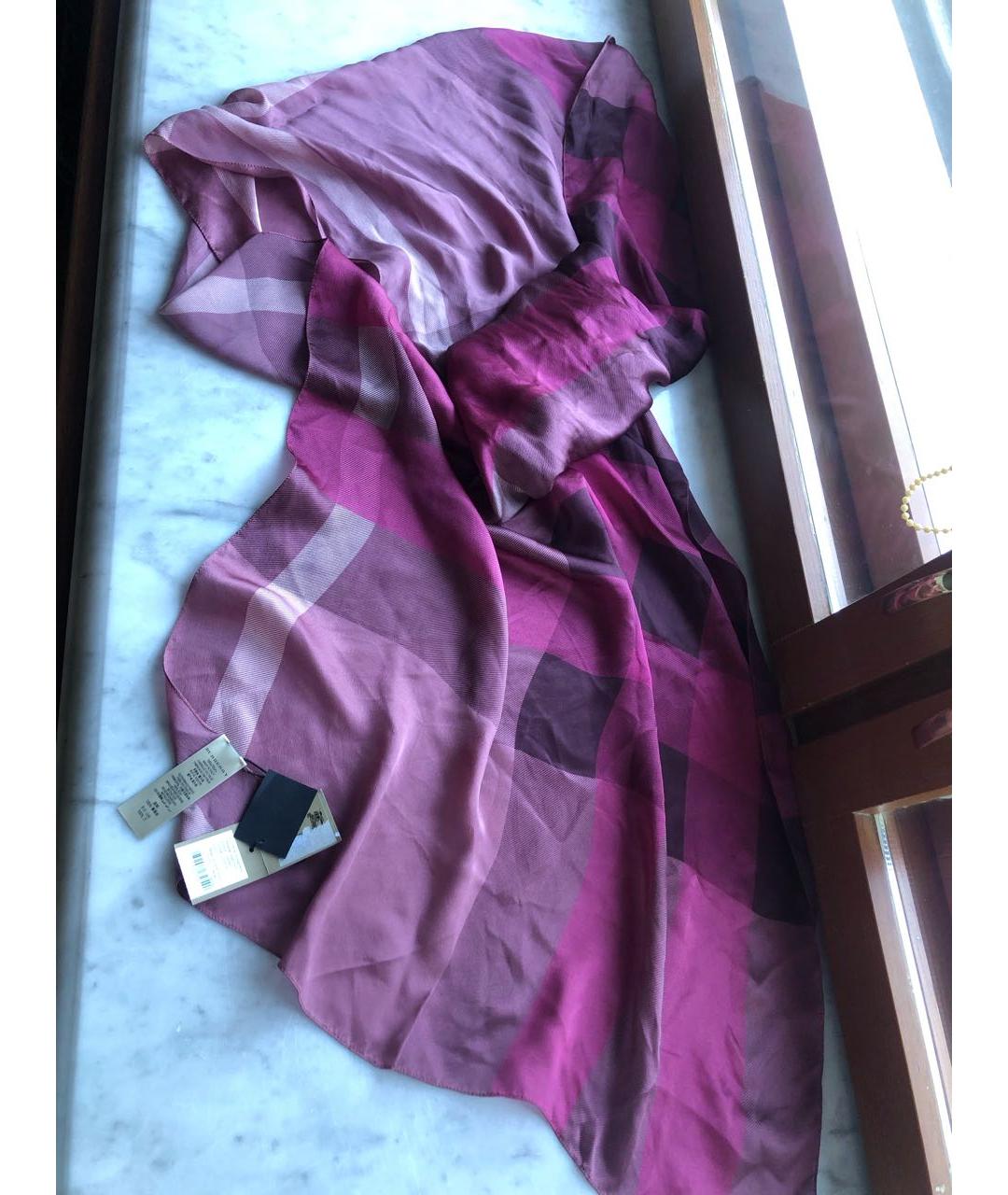 BURBERRY Фиолетовый шелковый платок, фото 4