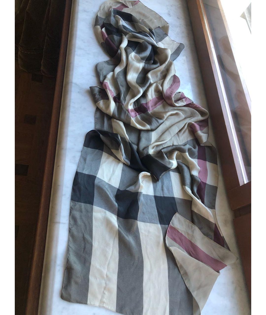 BURBERRY Бежевый шелковый платок, фото 4