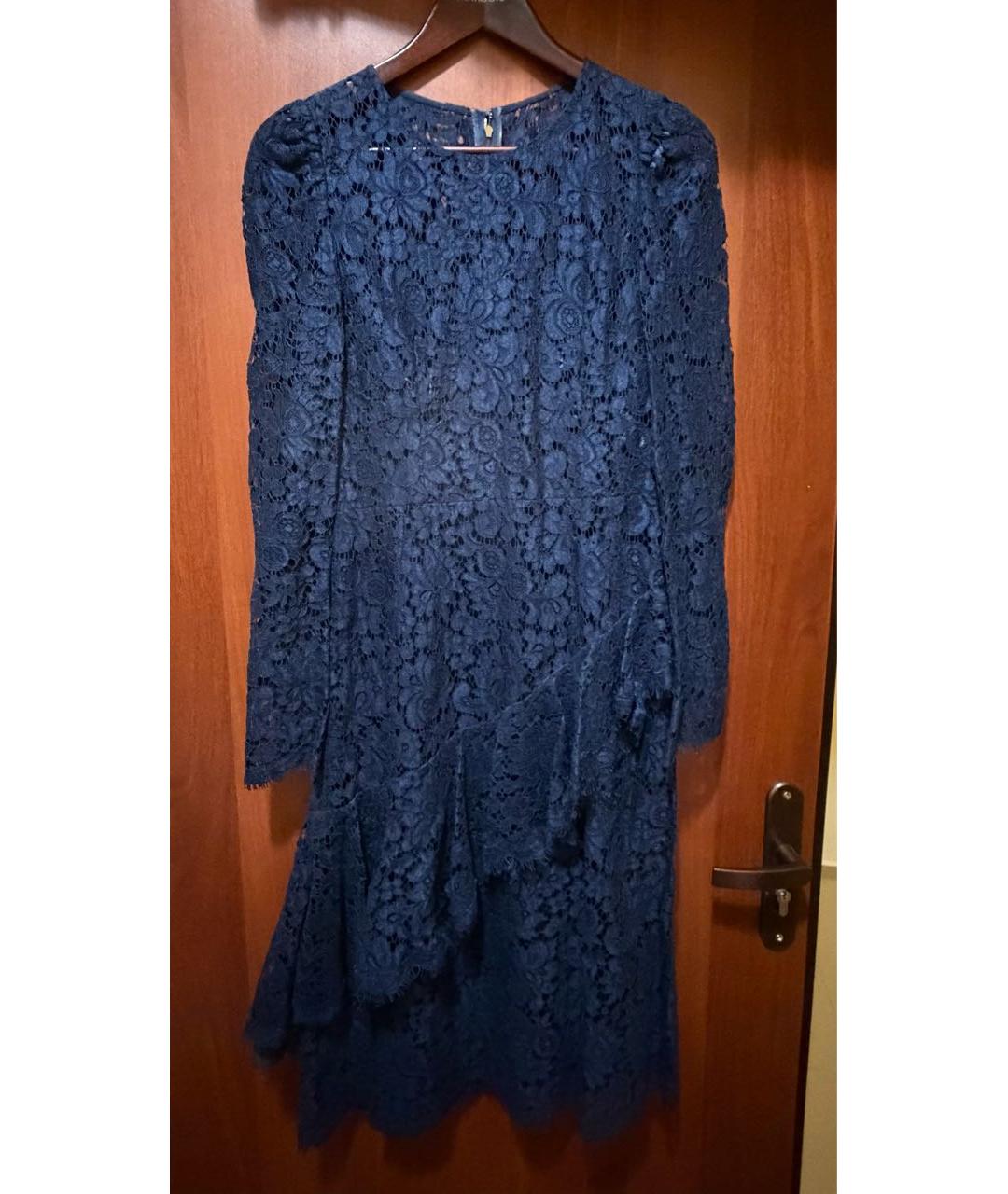 DOLCE&GABBANA Темно-синее кружевное коктейльное платье, фото 4