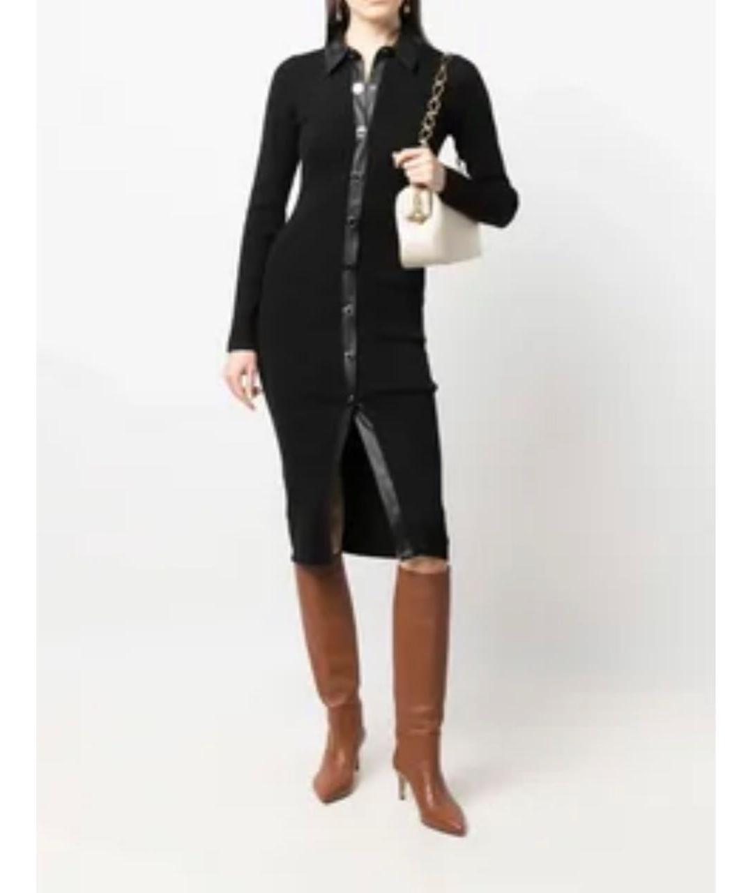PINKO Черное шерстяное повседневное платье, фото 5