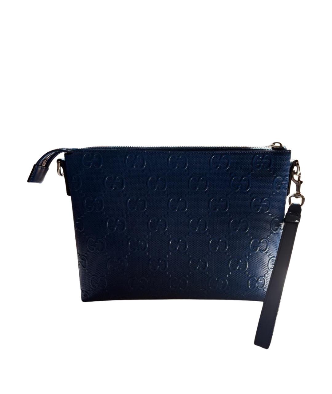 GUCCI Синяя кожаная барсетка, фото 1
