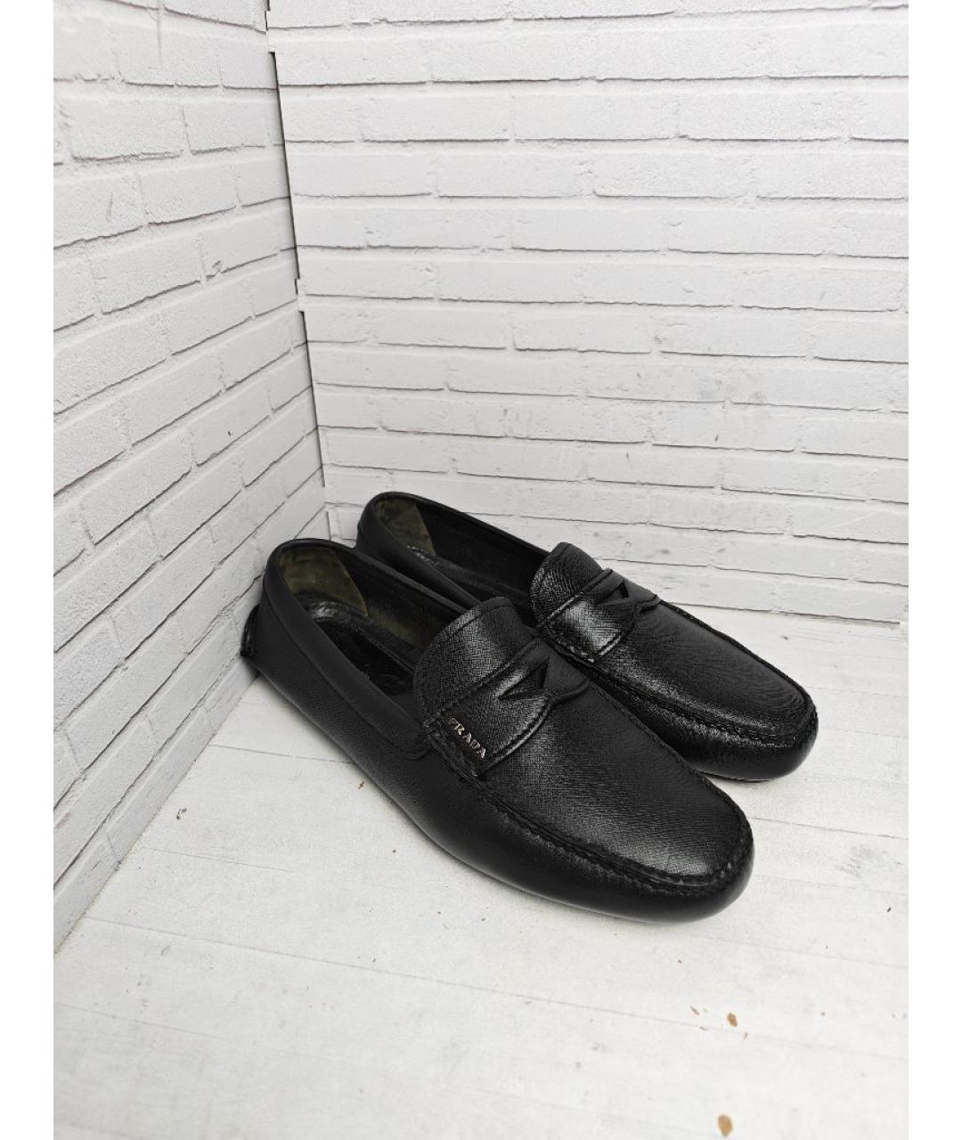 PRADA Черные кожаные мокасины, фото 4