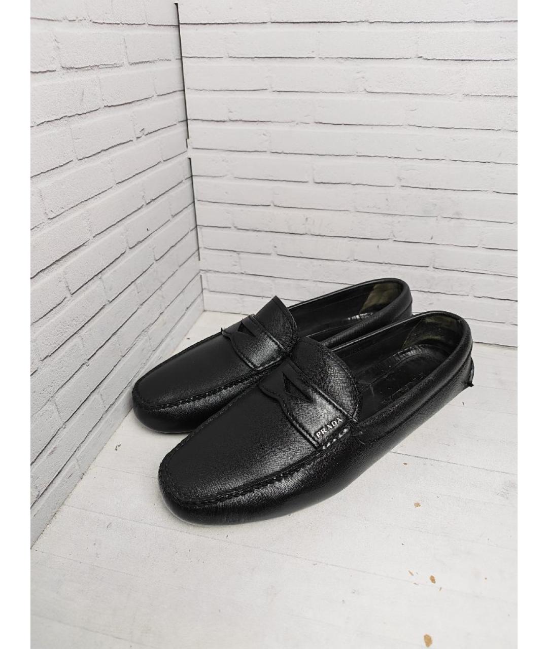PRADA Черные кожаные мокасины, фото 3