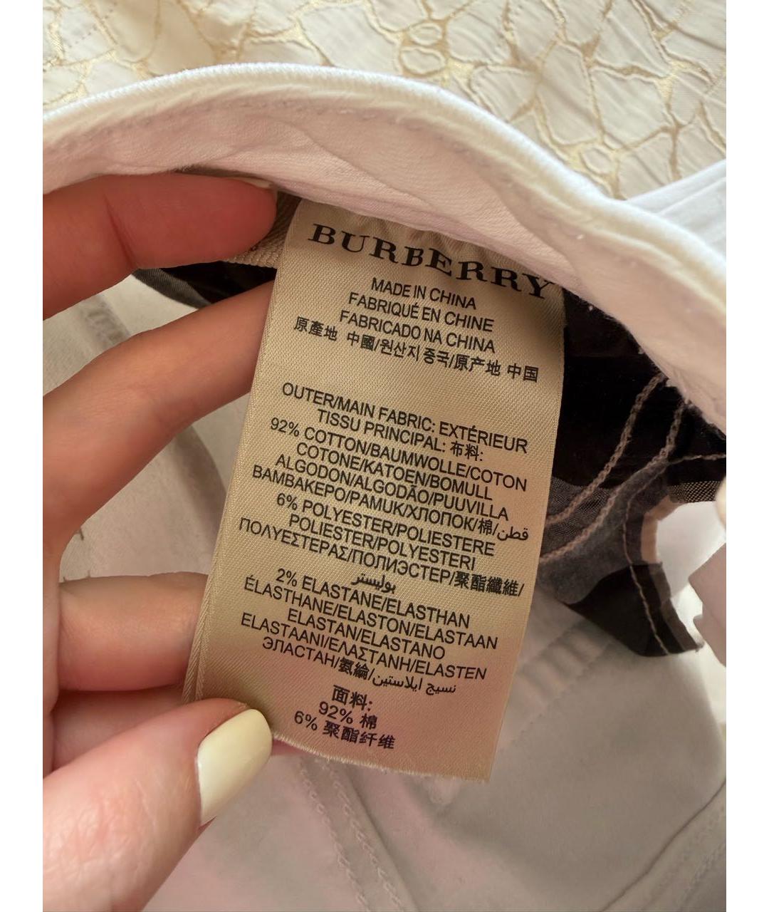 BURBERRY Белые хлопковые джинсы слим, фото 6