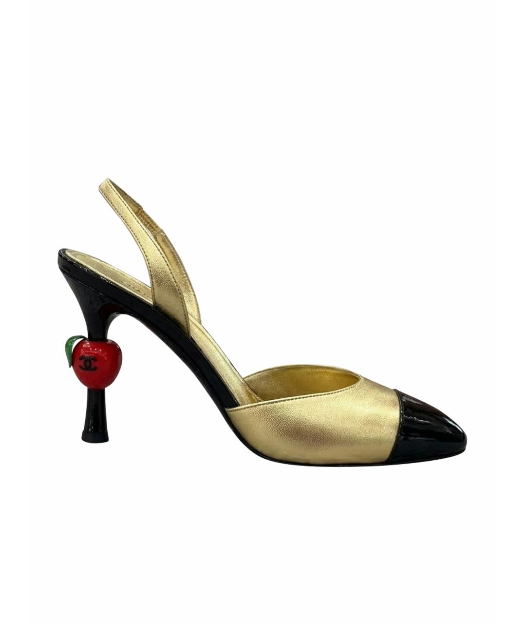 CHANEL Золотые туфли из лакированной кожи, фото 5