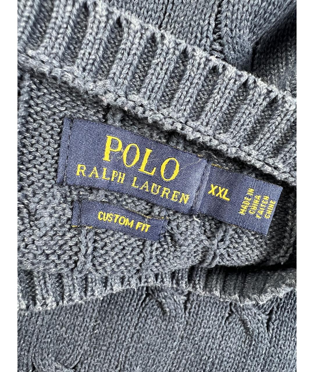 RALPH LAUREN Темно-синий хлопковый джемпер / свитер, фото 3
