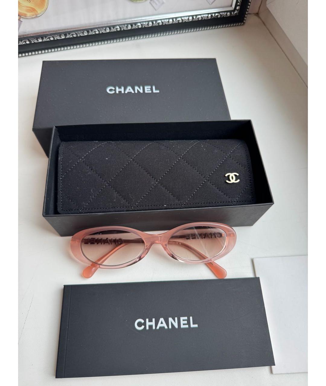 CHANEL Розовые пластиковые солнцезащитные очки, фото 3