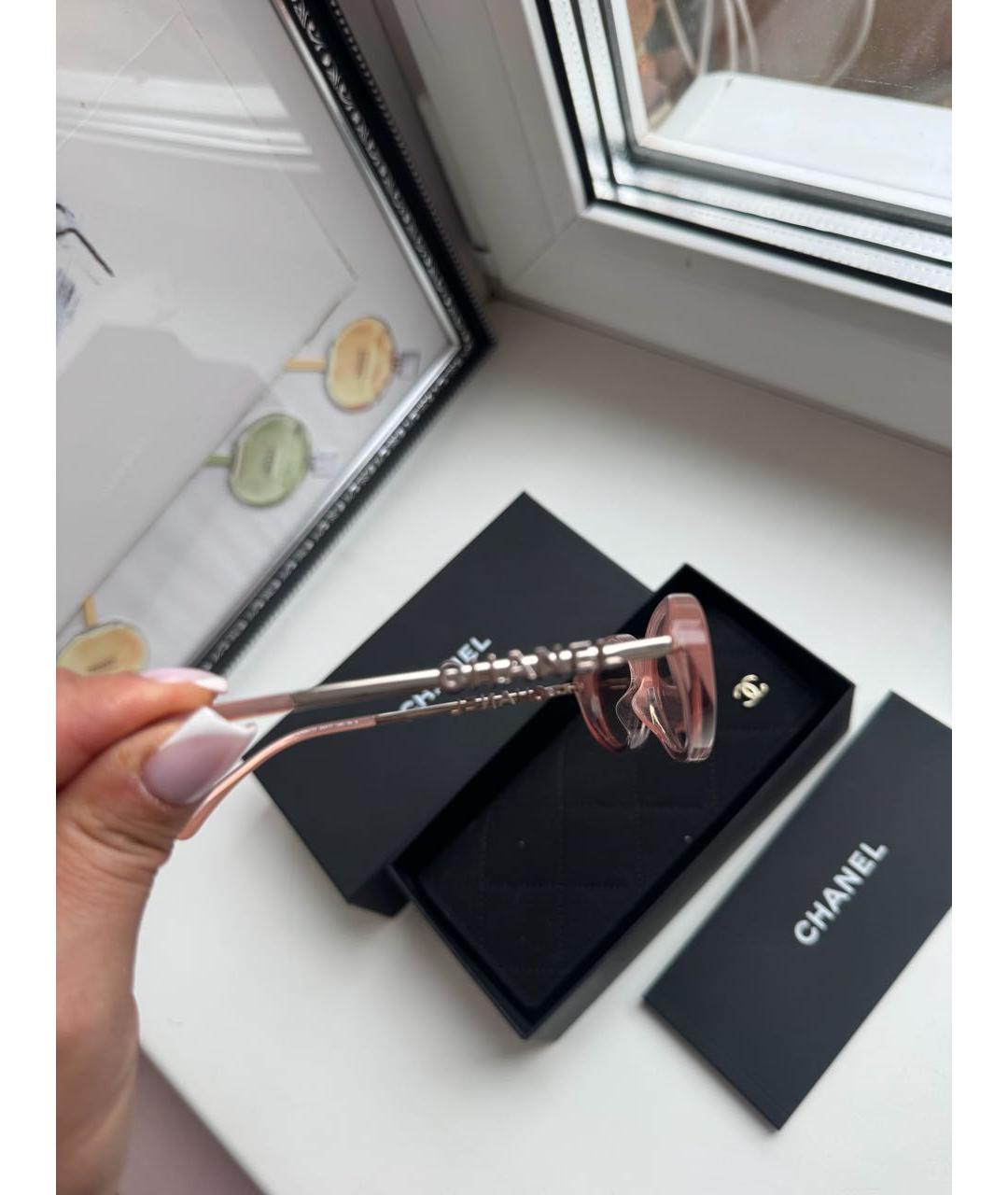 CHANEL Розовые пластиковые солнцезащитные очки, фото 6