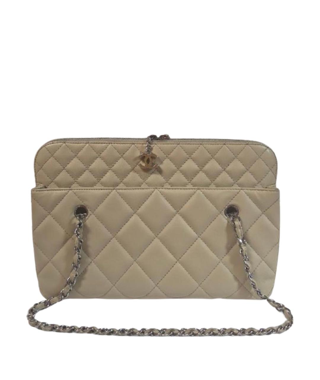 CHANEL Бежевая кожаная сумка через плечо, фото 1