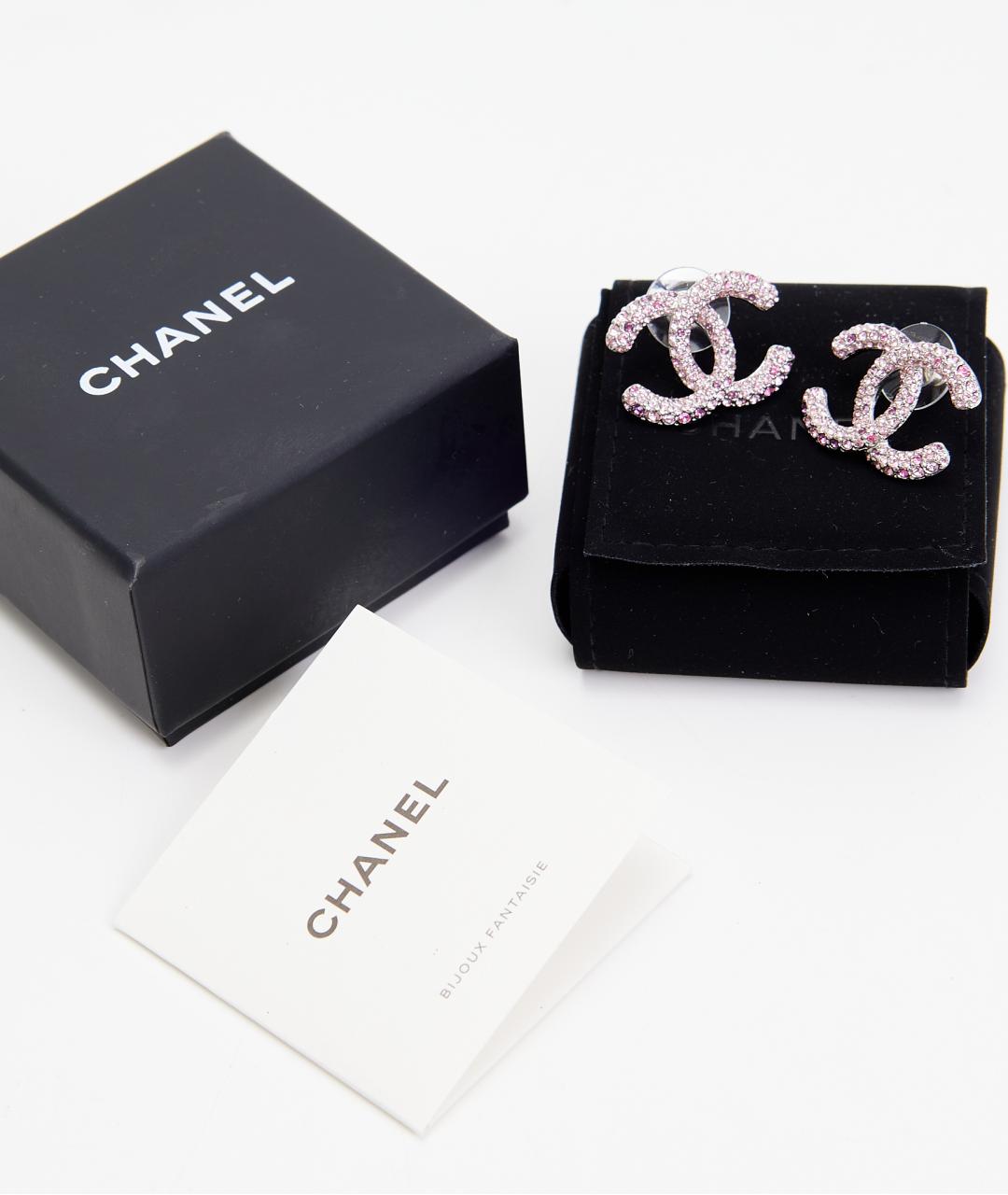 CHANEL Розовые металлические серьги, фото 4
