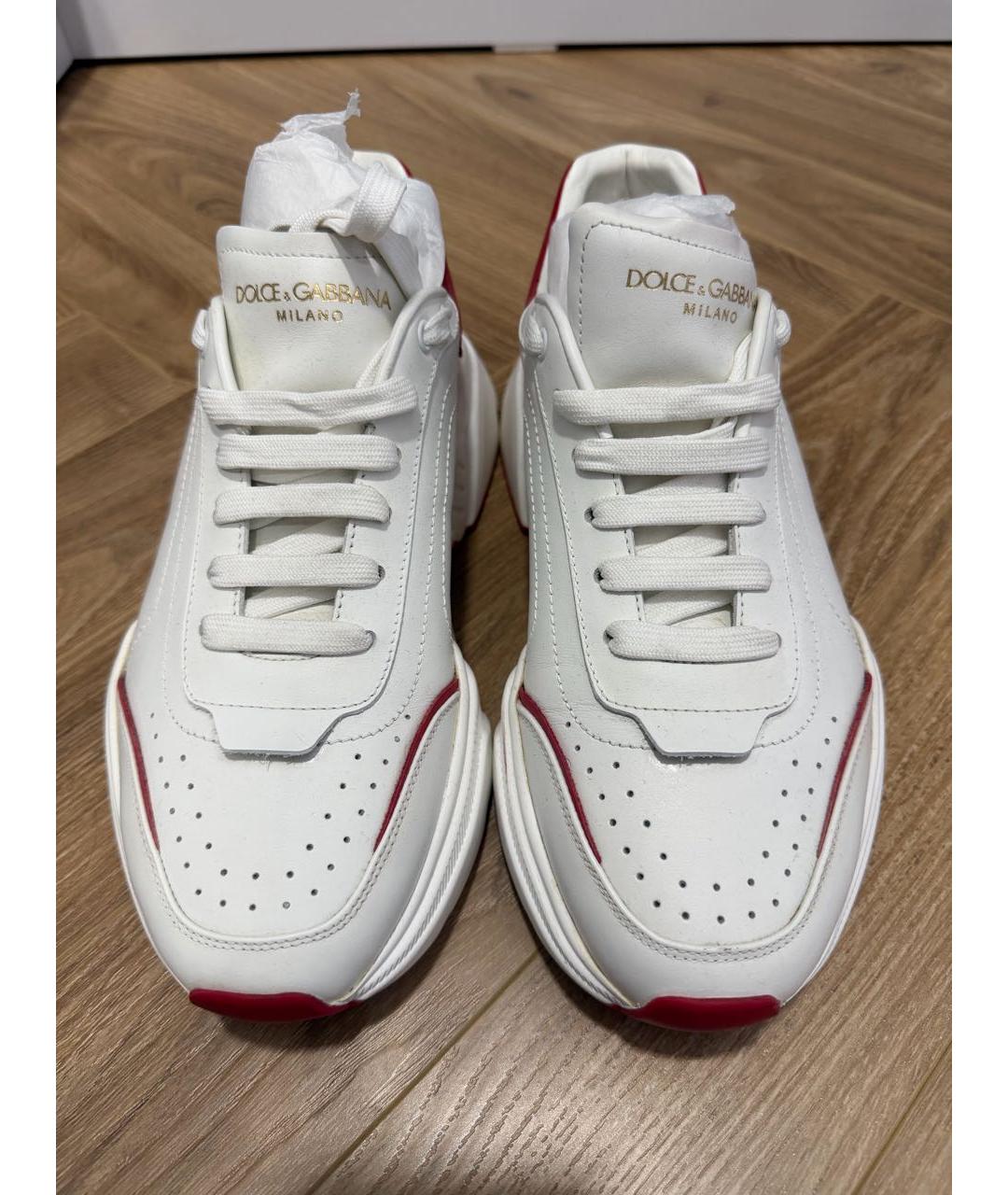 DOLCE&GABBANA Белые кожаные низкие кроссовки / кеды, фото 3