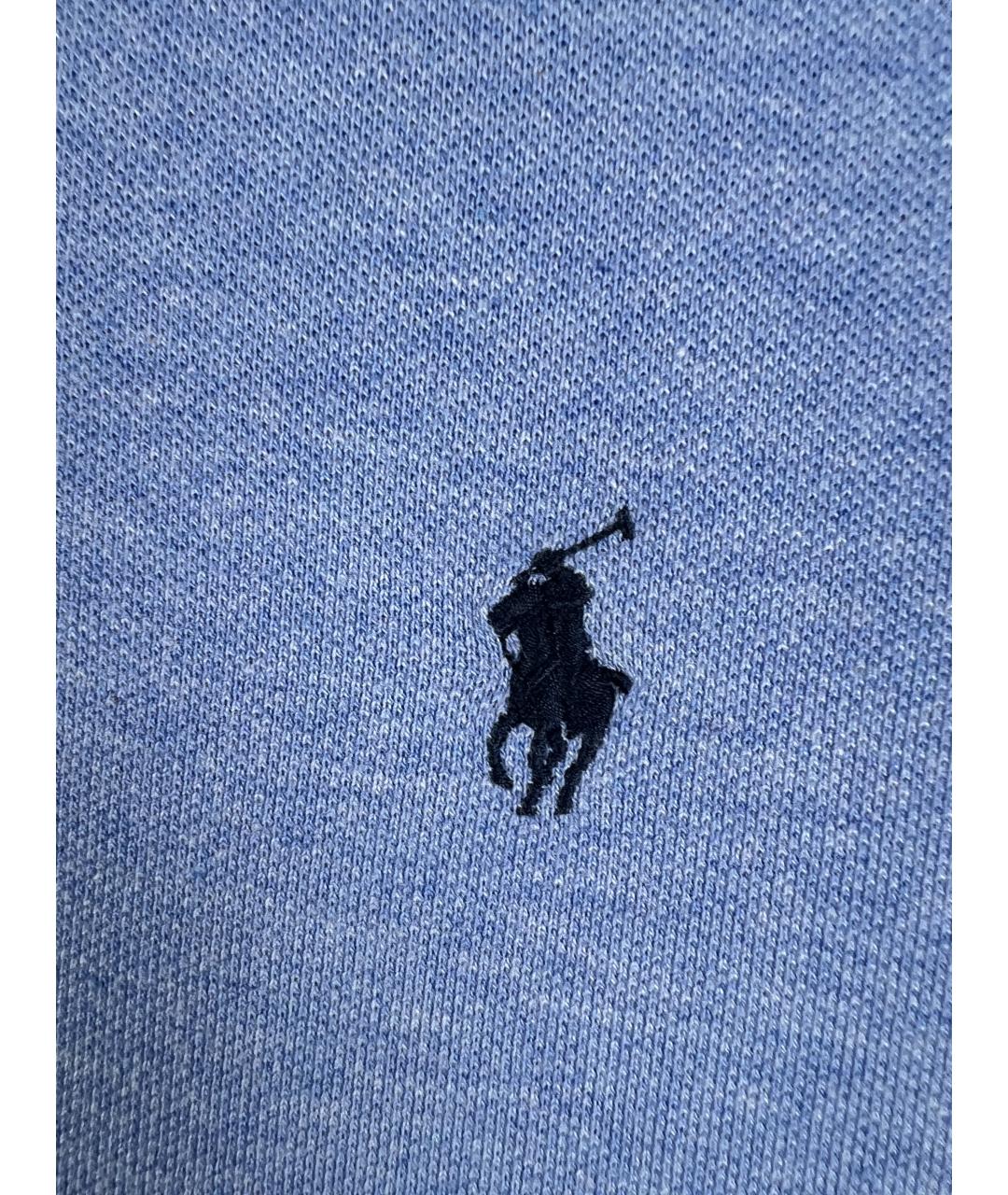 RALPH LAUREN Голубое хлопковое поло с коротким рукавом, фото 2