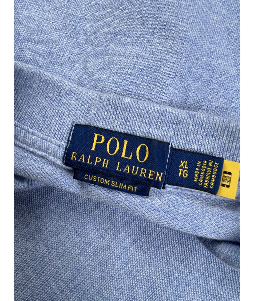 RALPH LAUREN Голубое хлопковое поло с коротким рукавом, фото 4