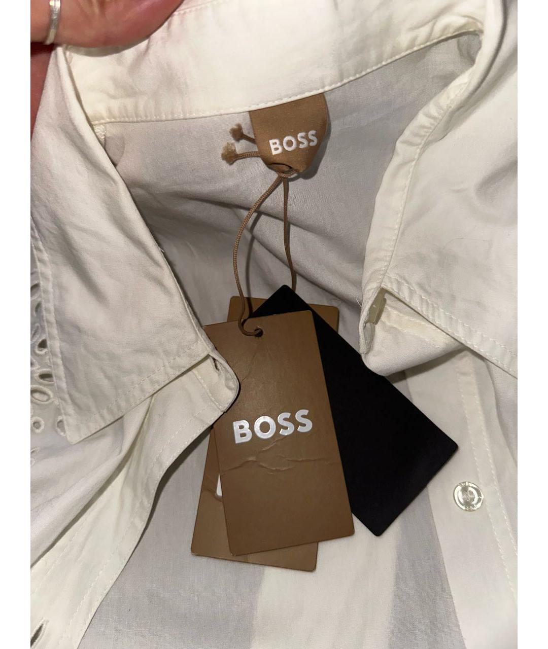 HUGO BOSS Белое хлопко-эластановое повседневное платье, фото 6