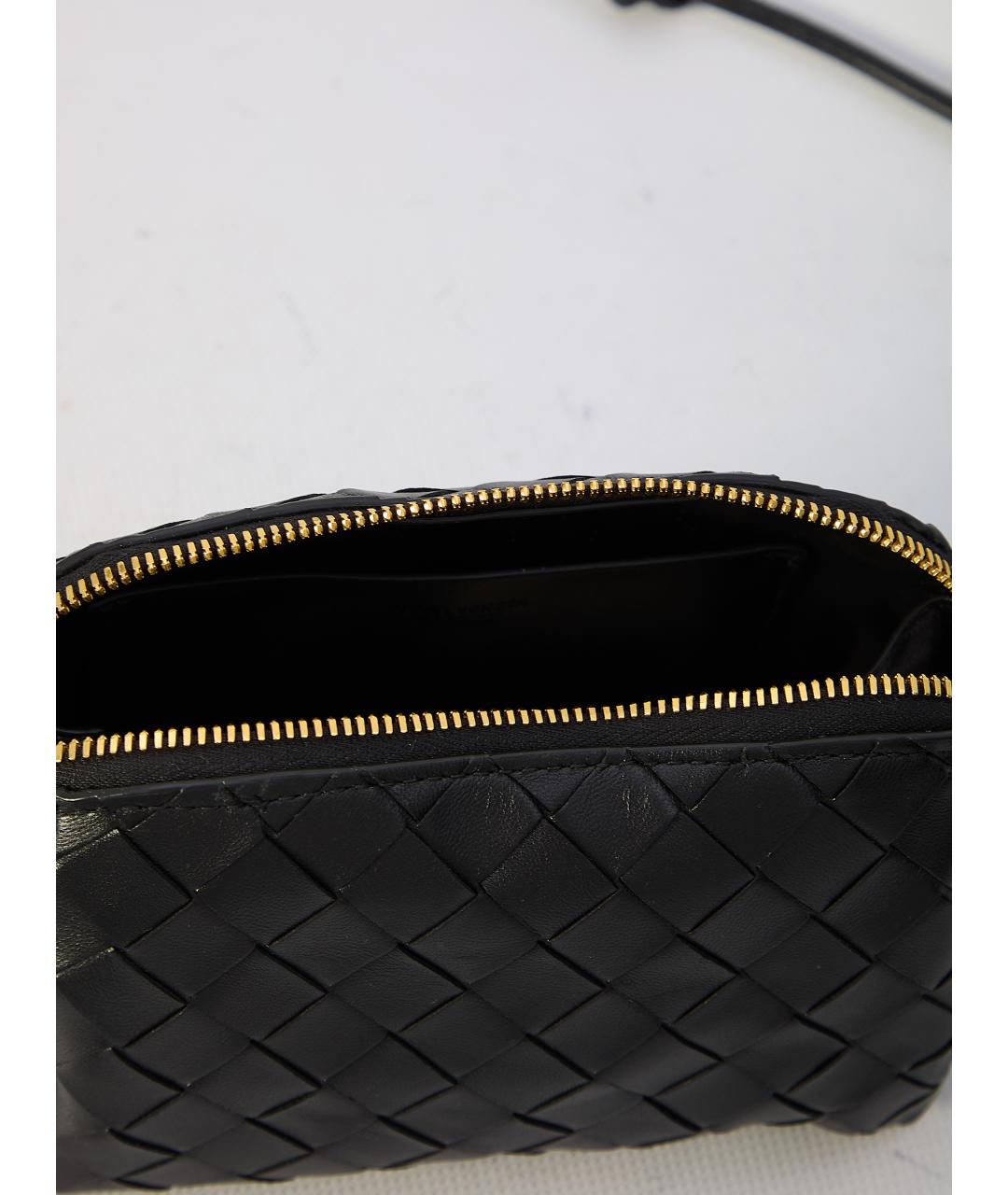 BOTTEGA VENETA Черная кожаная сумка через плечо, фото 4