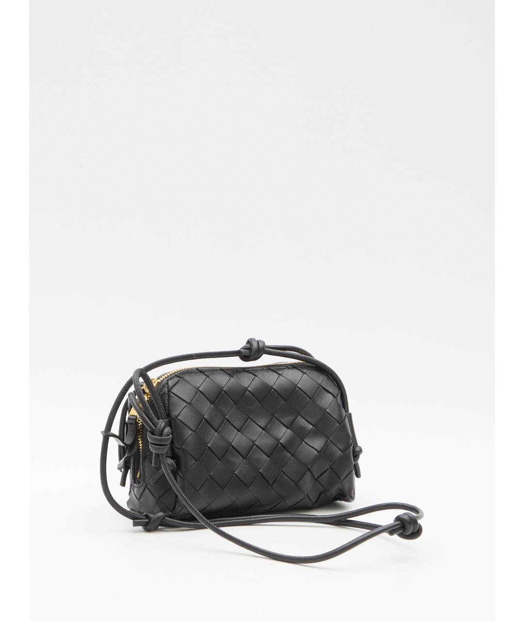 BOTTEGA VENETA Черная кожаная сумка через плечо, фото 2