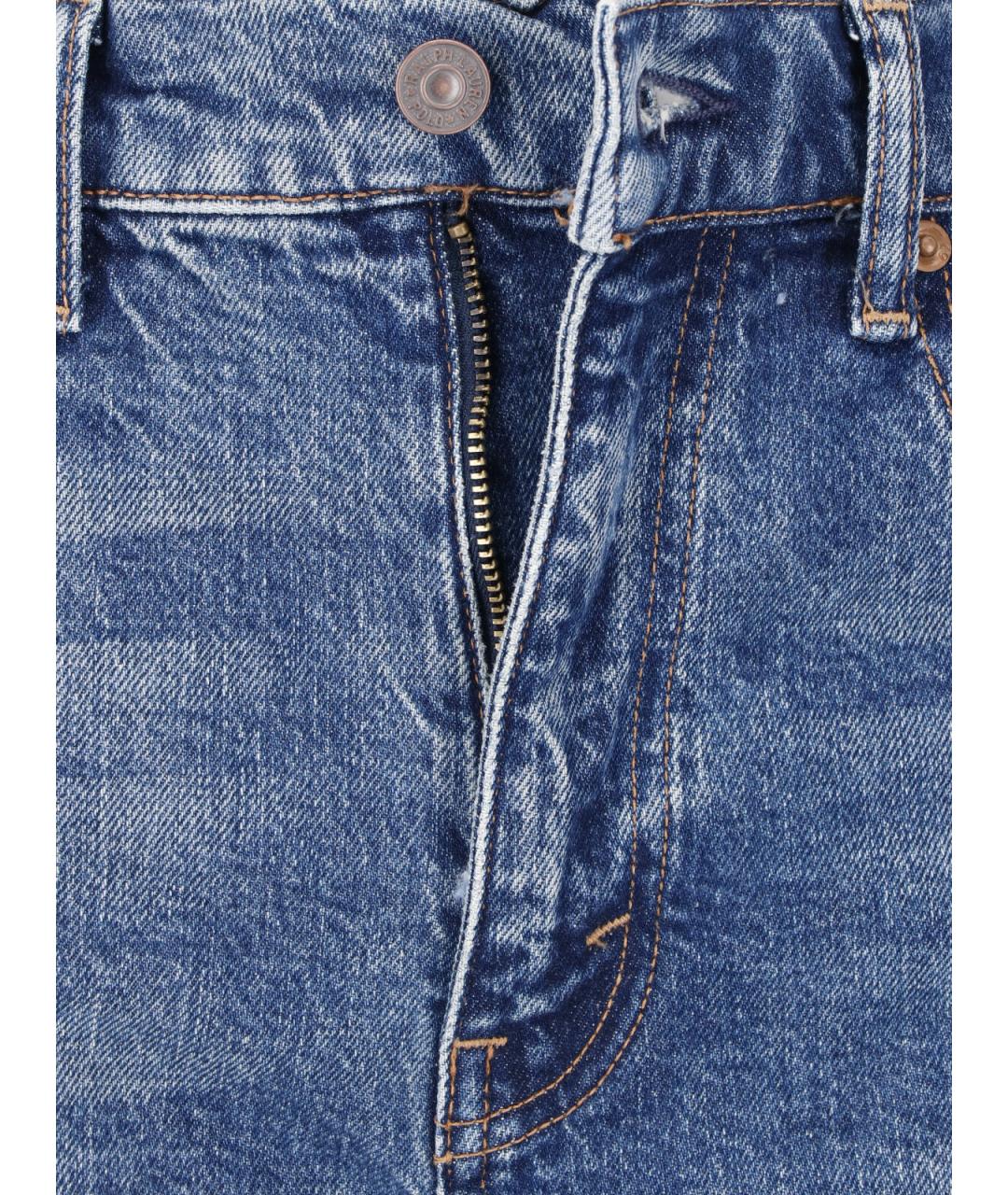 POLO RALPH LAUREN Синие хлопковые прямые джинсы, фото 4