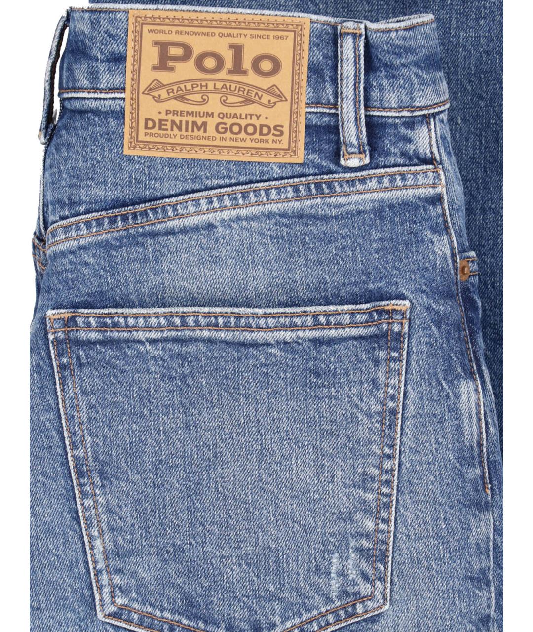POLO RALPH LAUREN Синие хлопковые прямые джинсы, фото 5