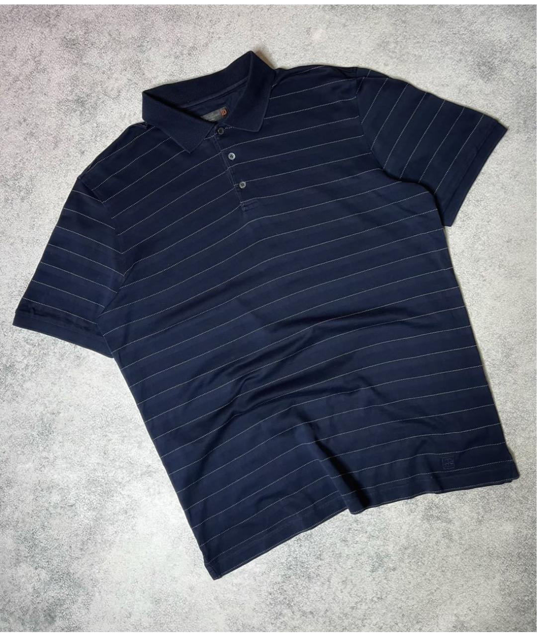 CORNELIANI Темно-синее хлопковое поло с коротким рукавом, фото 8