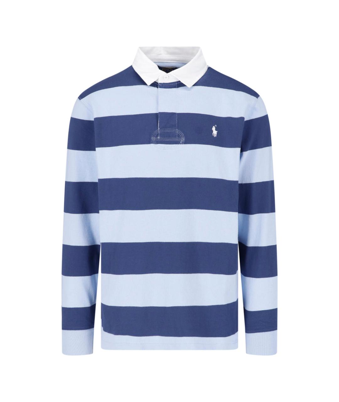 POLO RALPH LAUREN Синее хлопковое поло с длинным рукавом, фото 1