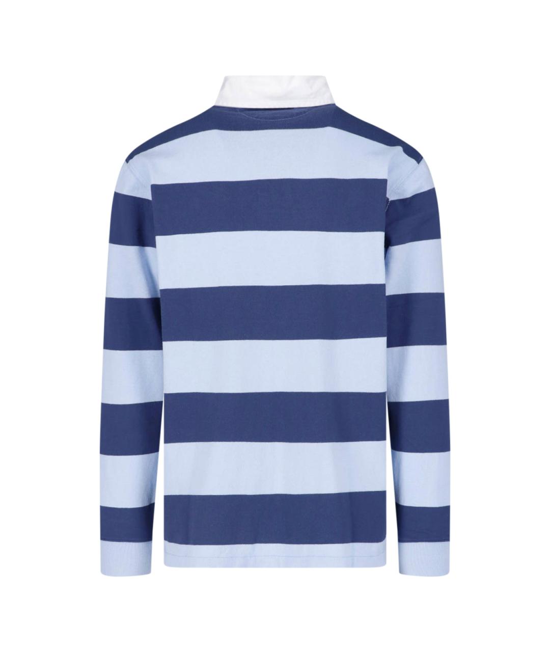 POLO RALPH LAUREN Синее хлопковое поло с длинным рукавом, фото 2