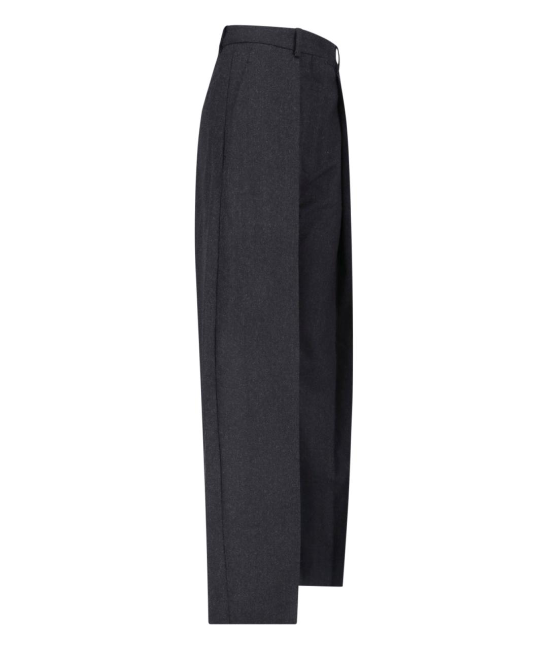 VICTORIA BECKHAM Серые шерстяные прямые брюки, фото 3
