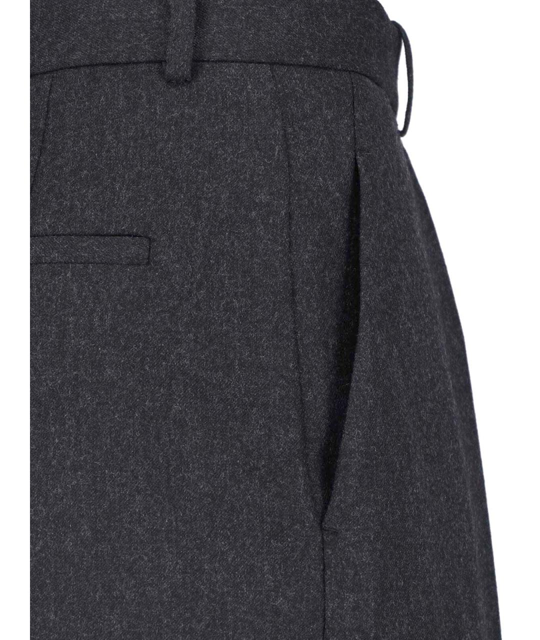 VICTORIA BECKHAM Серые шерстяные прямые брюки, фото 4