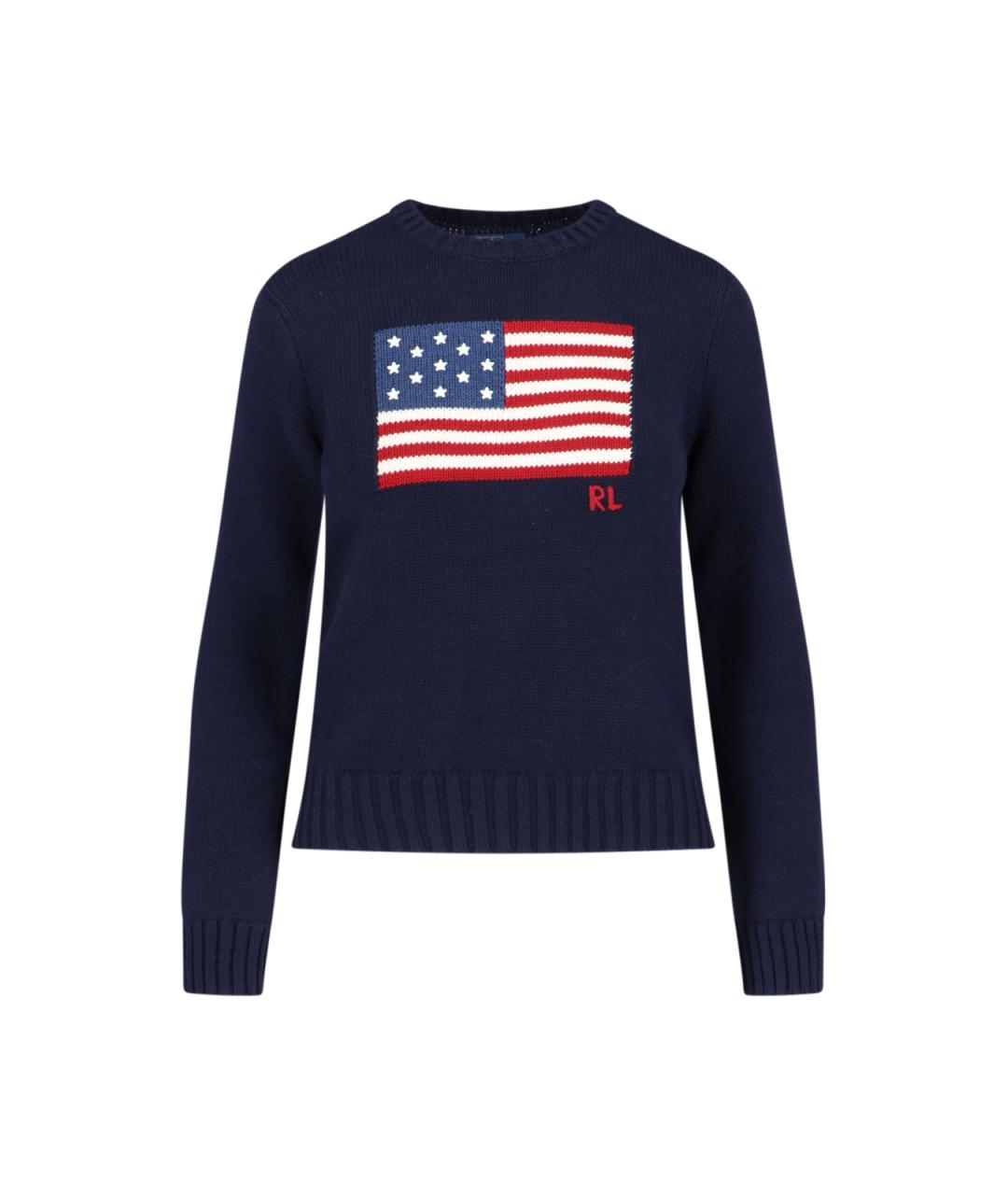POLO RALPH LAUREN Темно-синий хлопковый джемпер / свитер, фото 1