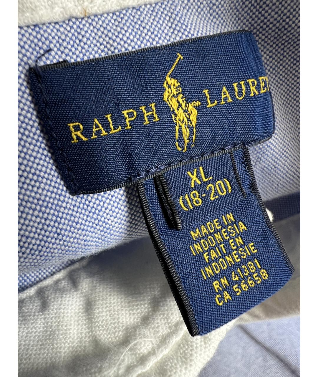 RALPH LAUREN Голубая хлопковая кэжуал рубашка, фото 3