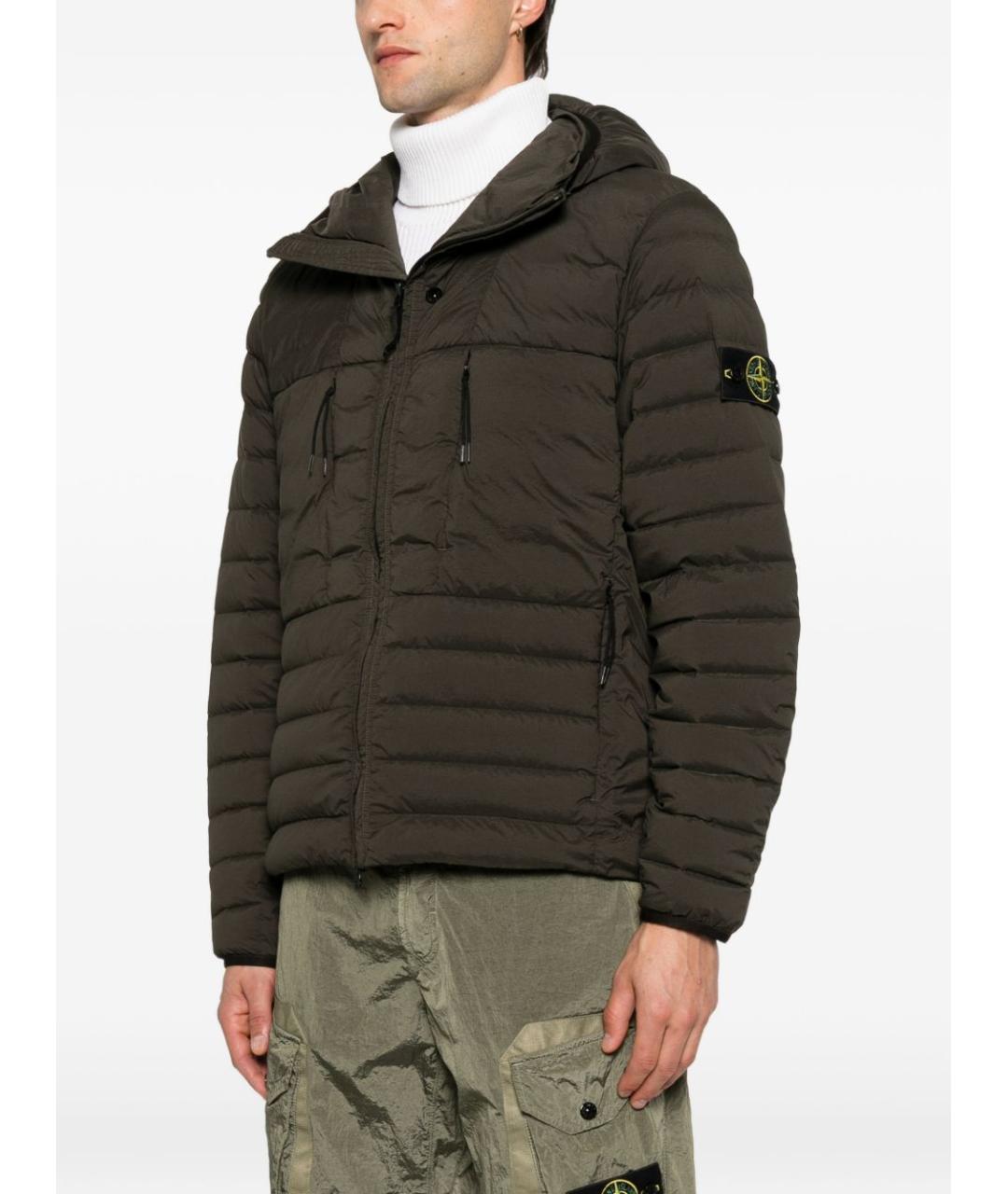 STONE ISLAND Коричневый полиамидовый пуховик, фото 4