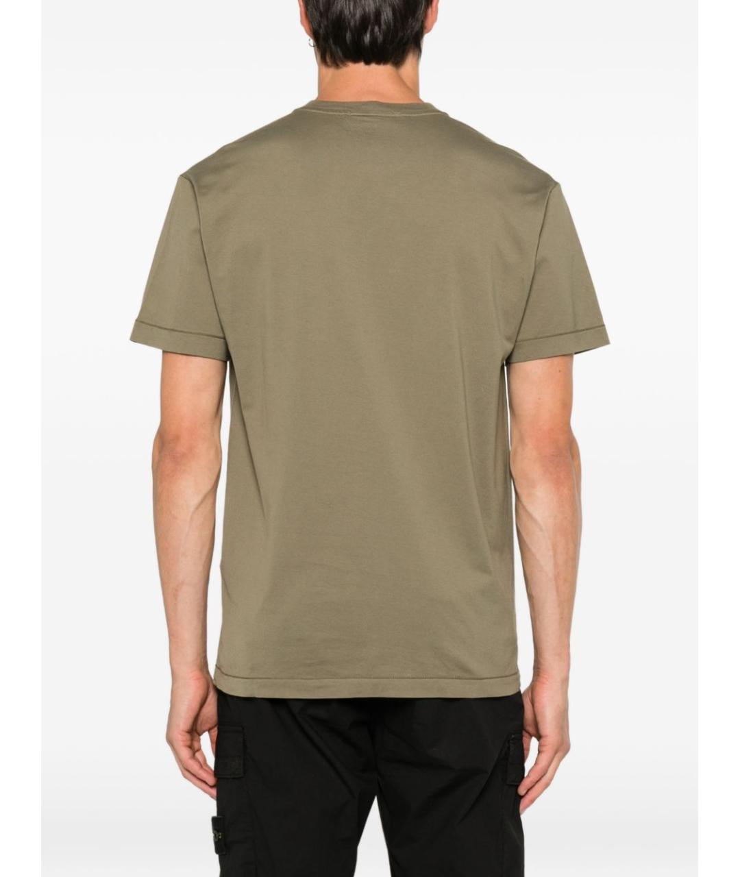 STONE ISLAND Хаки хлопковая футболка, фото 4