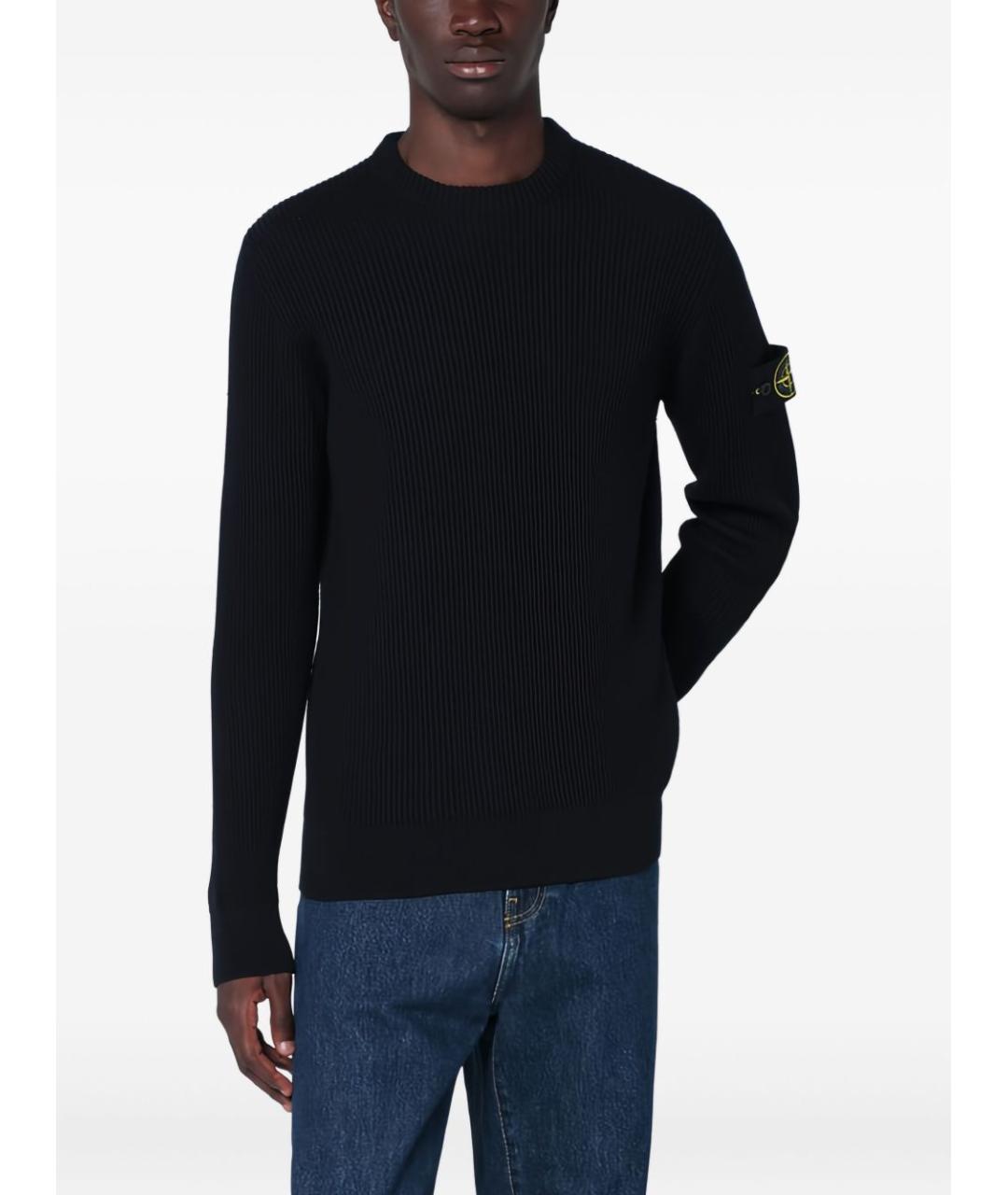 STONE ISLAND Темно-синий шерстяной джемпер / свитер, фото 3